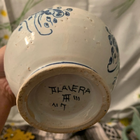 Talavera mexican hand painted blue pitcher vase - Picture 4 of 5